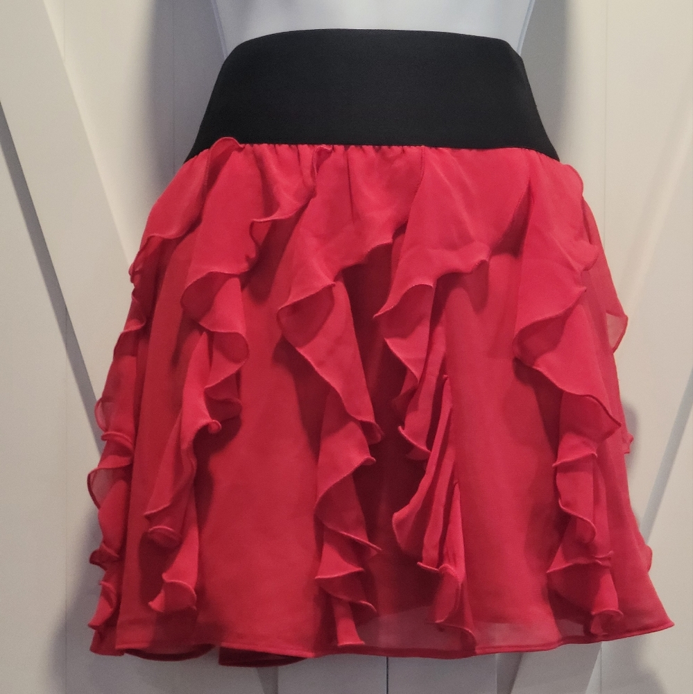 Express Pink Ruffle Skirt with Elastic Band | Size Large